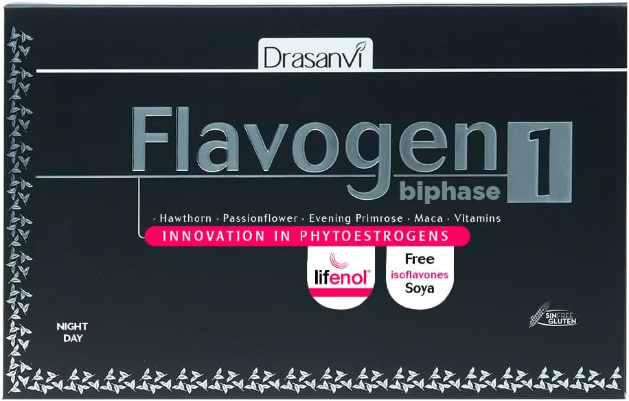 Drasanvi Flavogen Biphase 30 片日580mg和30 片夜580mg - 保健 - 维生素 - 食品补充品 - 白天 - 夜晚 - 疲倦 - 马卡 - 维生素 B6, A和D.