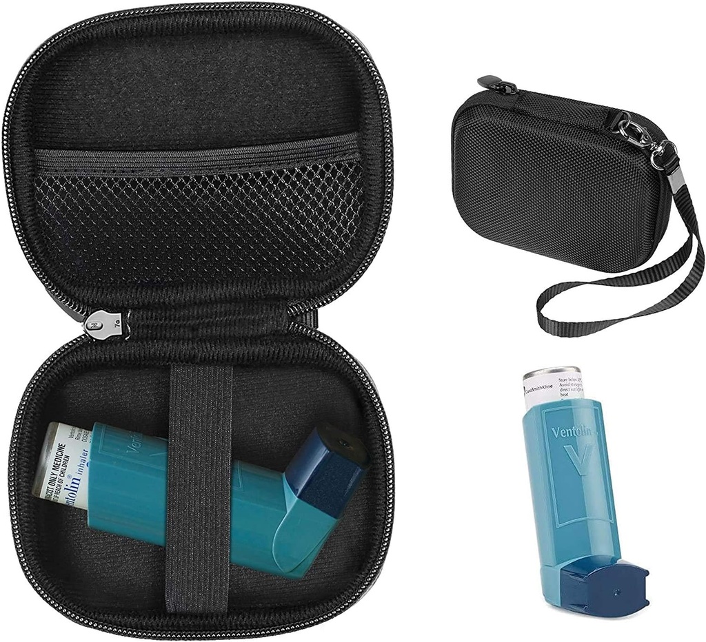 CaseSack Asthma Inhaler Holder案,《成人和子女手工业Inhaler案》,配药和其他必需品室(黑色)