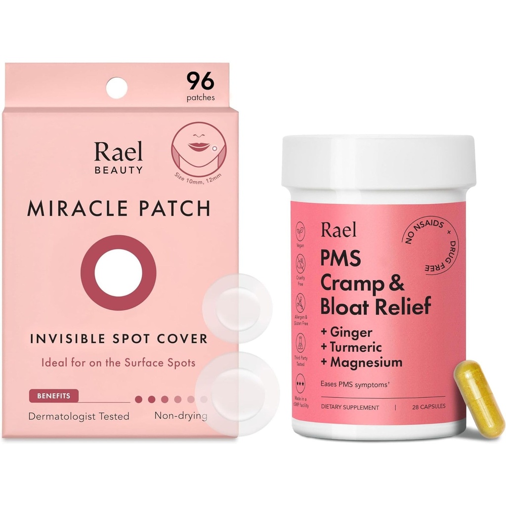 Rael Bundle - 隐形斑点封面 Pimple Patches(96 Counter) & PMS 女性补编 (28 Capsules)