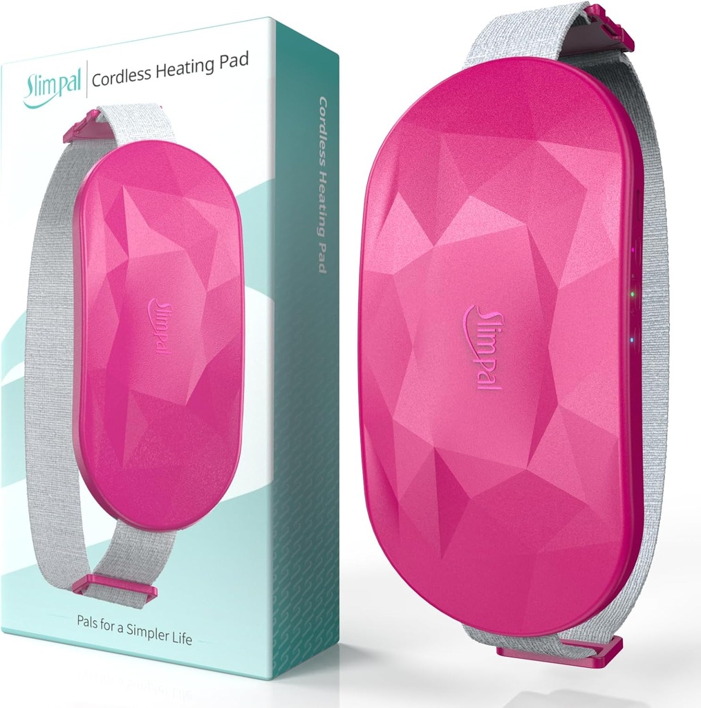 Slimpal Portable Heating Pad for Propertime Cramps, 电动无衬衫背贝利瓦斯特Heating Pad for Mendrual Cramp Relief, 可充电的热带礼物给她的女妻, 暗粉色