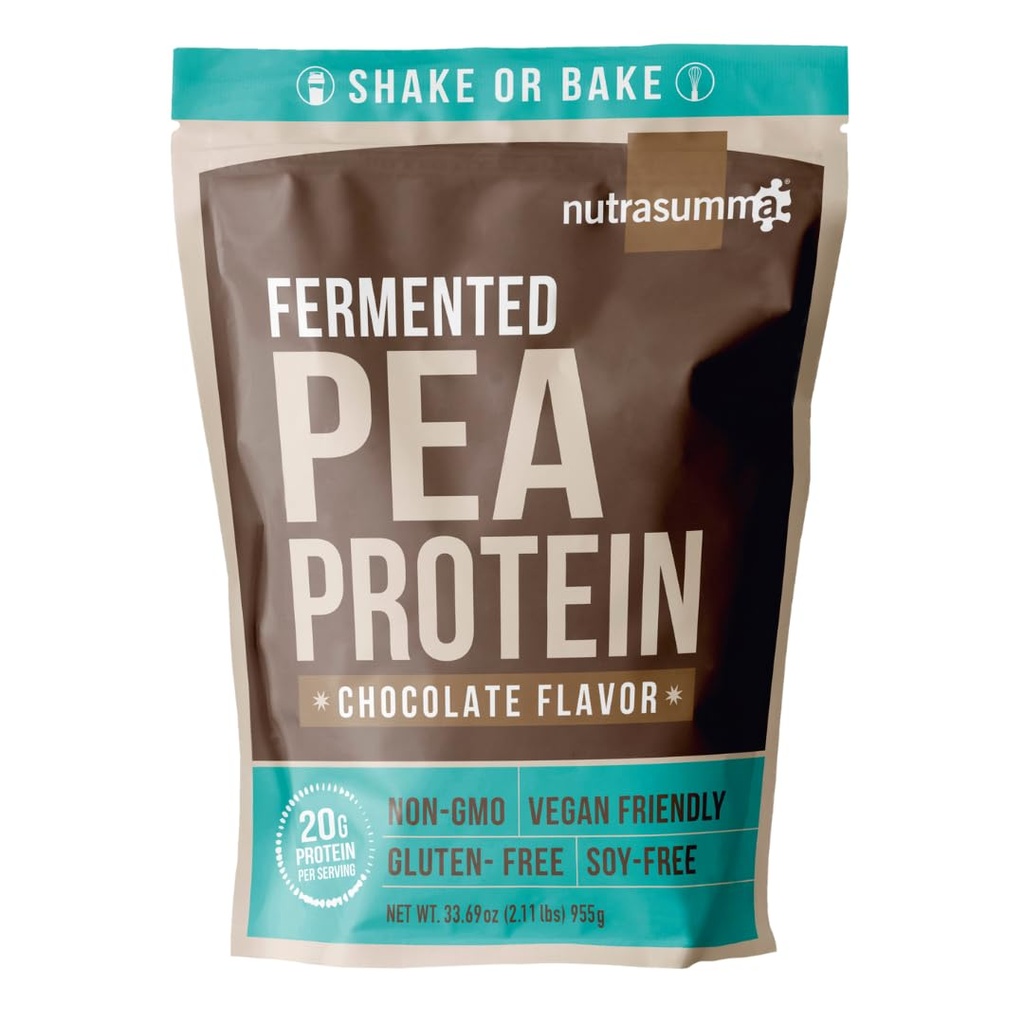 Nutrasumma Pea Protein Powder, Vegan Chocolate Flavor, 100% Plant Based, No Artificial Sweeteners, Non GMO, Gluten Free & Soy Free, 2.11 LB