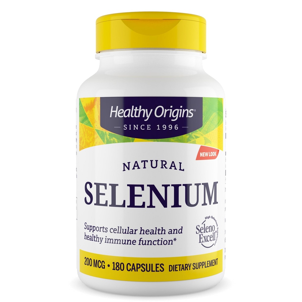 Healthy Origins Selenium 200 mcg, 180 Capsules - SelenoExcell High Bioavailability Organically Bound Fermented Selenium - Supports Immune System Function, Thyroid Health & Healthy Cellular Support