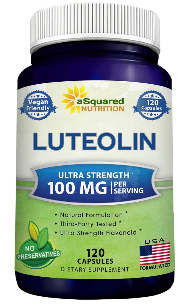 Luteolin 100mg - 120 Capsules - Luteolin Supplement & Powder Complex Pills Commonly Taken with Quercetin - Supports Brain & Memory Health