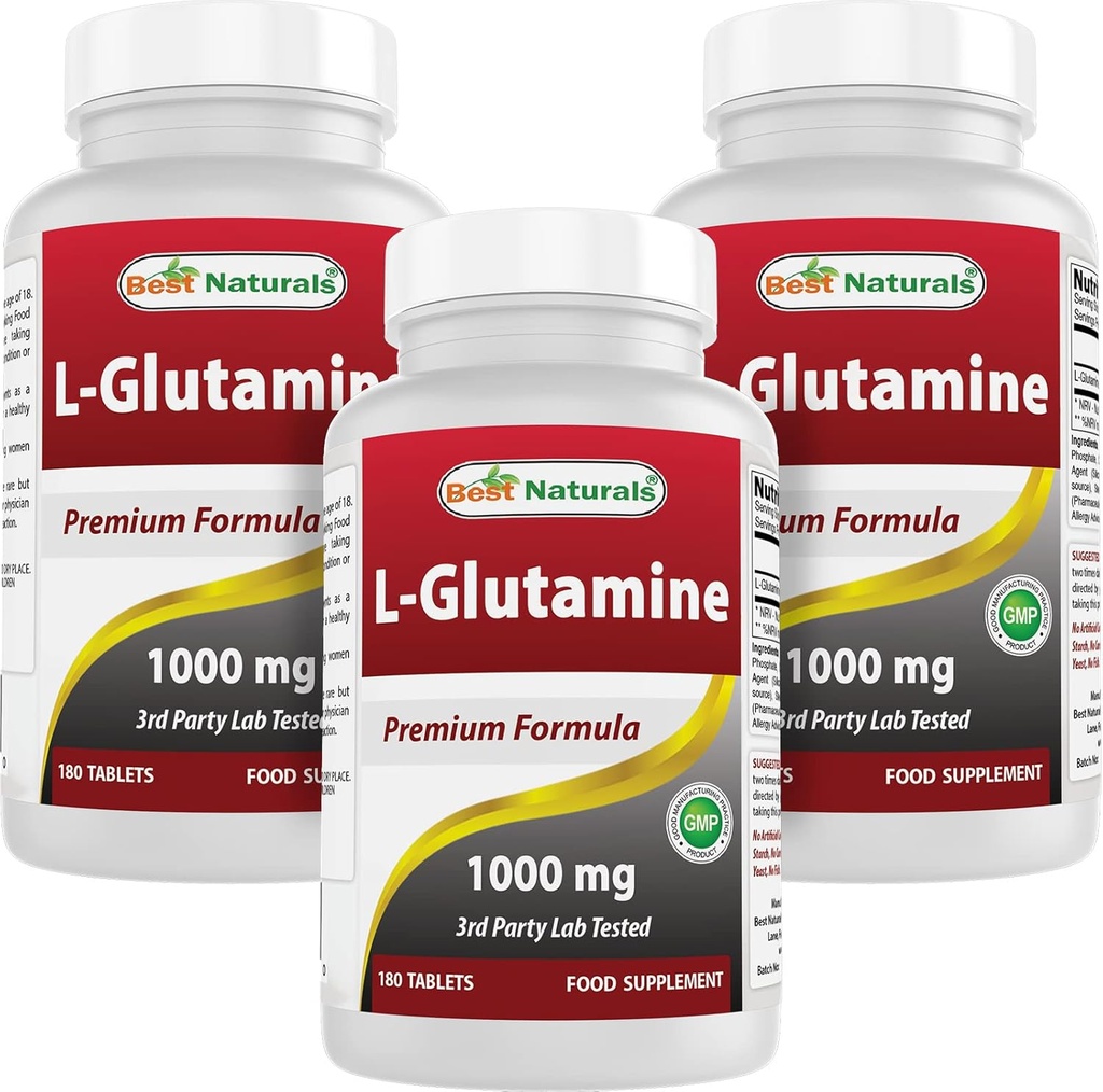 Best Naturals L-Glutamine 1000 mg 180 平板电脑(180个计数(3包))