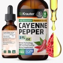 BIO KRAUTER® Cayenne Pepper drops 684 mg - Pure Vegan Cayenne Pepper 补充 2 Fl.Oz 28天供应 - 天然卡普赛因用于消化支持 - 无酒精和糖,非GMO