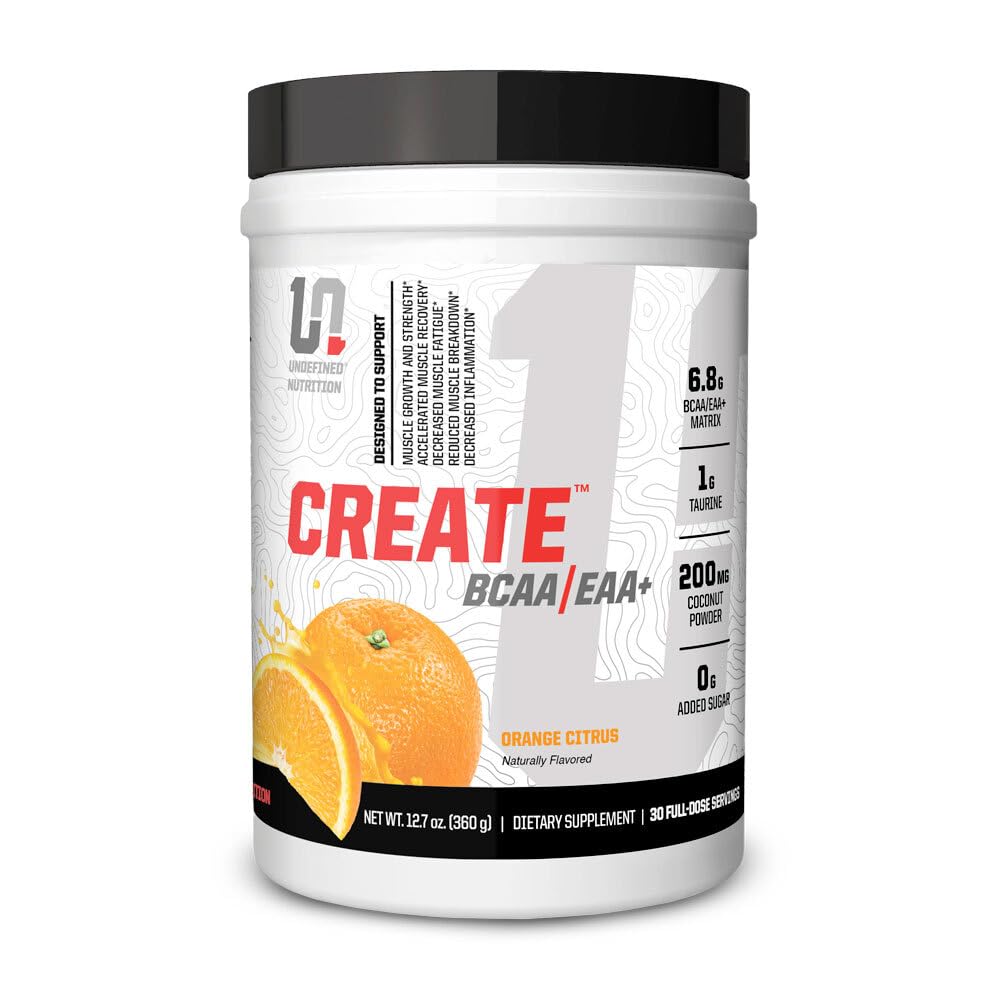未定义的营养 Brian Shaw 创作的 BCAA/EAA+ 剧本 - Muscle Recovery and Endurance, 6.8g BCAA/EAA Matrix - Full Spectrum BCAA + 基本氨基酸 补充 – 30 services (127 oz,橙色 Citrus)