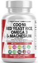 清洁营养素 COQ10 200mg 红酵母稻 Omega 3 Magnesium Complex 500mg Niacin Zinc 维生素 K2 D3 - 心脏支持女性和男性维生素 W/维生素 B3, Coenzyme Q10-60 Ct