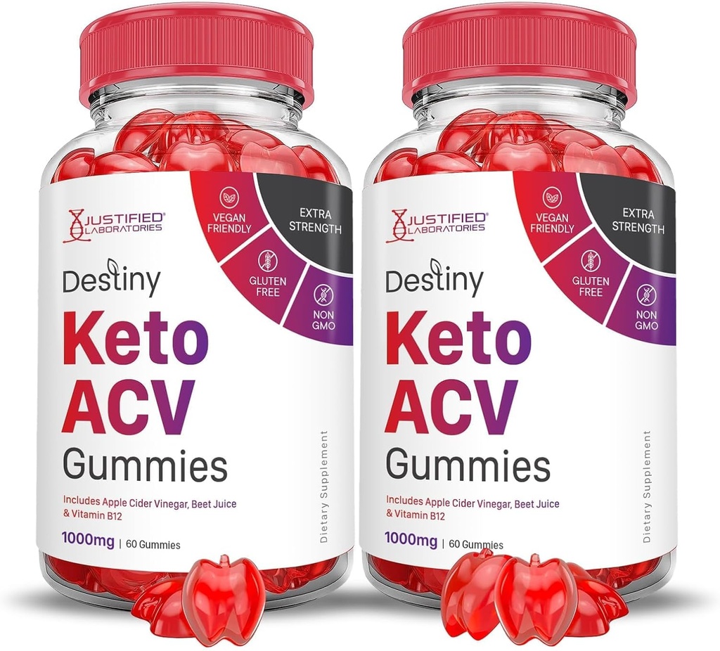 合理实验室 (2 Pack Destiny Keto ACV Gummys 高级公式 1000MG Destiny Keto Gummys 苹果 苹果 苹果 苹果 苹果 醋 配上石榴 甜菜 果汁 粉 B12 Vegan Non GMO 120 Gummys 配上
