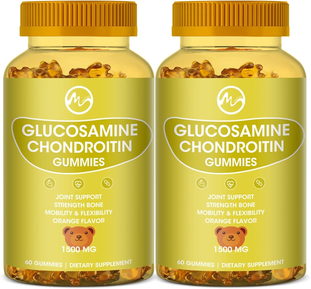 Glucosamine Chondroitin Gummys与MSM - 1500mg 超强联合支援,免疫支援 - 成人,男女,60个计数,包2