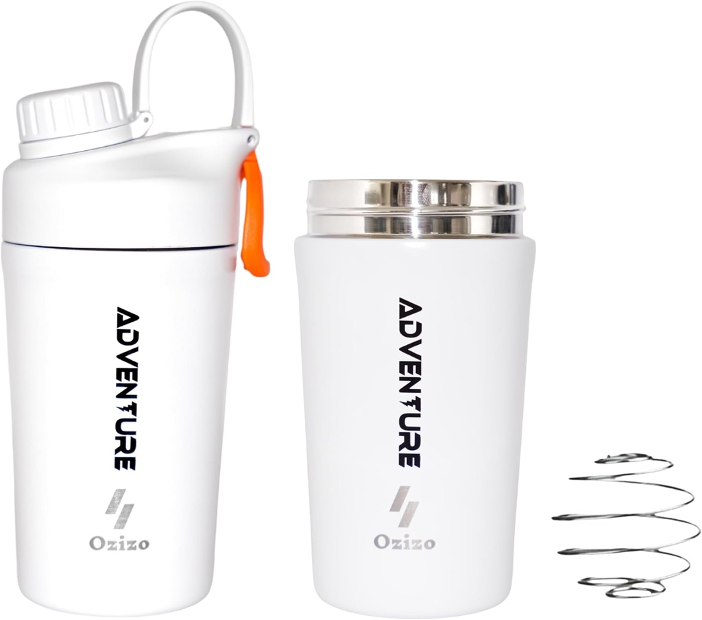 Ozizo 蛋白质混合剂杯 蛋白质混合剂杯 – 20 Ounces Stainles Steel 蛋白质混合剂瓶 绝缘剂 液化物 液化物 蛋白质混合剂 Odor Resistant 男子,女子,男孩,女孩,热饮和冷饮