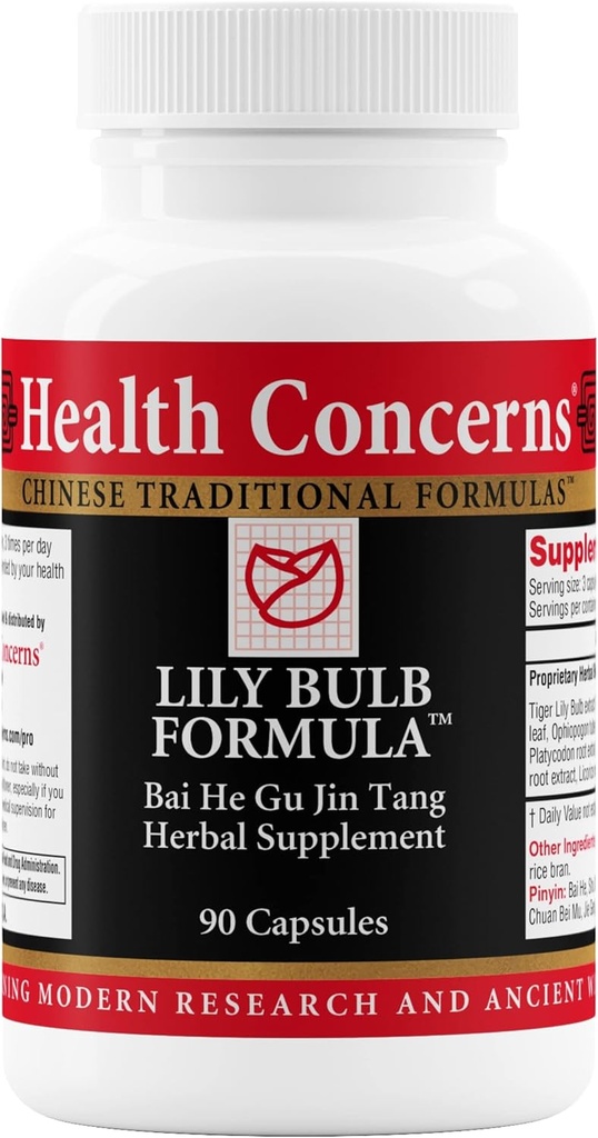 健康关注 Lily Bulb Formula – 干咳,喉咙,鼻子和肺部支持 – 中草药方 – Licorice, Rehmannia, Astragalus, Fritilary – 呼吸救济补编 – 90 Capsules