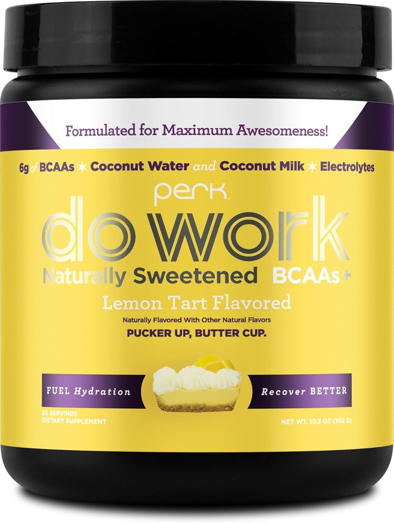 Perk Do Work BCAAs + 水解电解液粉(Naturally sweeted Lemon Tart Flawared, 20 services) - 配有椰水和椰子牛奶