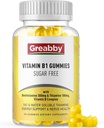 维生素B1 Gummys - Benfotiamine 300mg & Thiamine 100mg,无糖,维生素B 复合食品补充剂,能量靴和神经系统 女性健康,60 Gummys