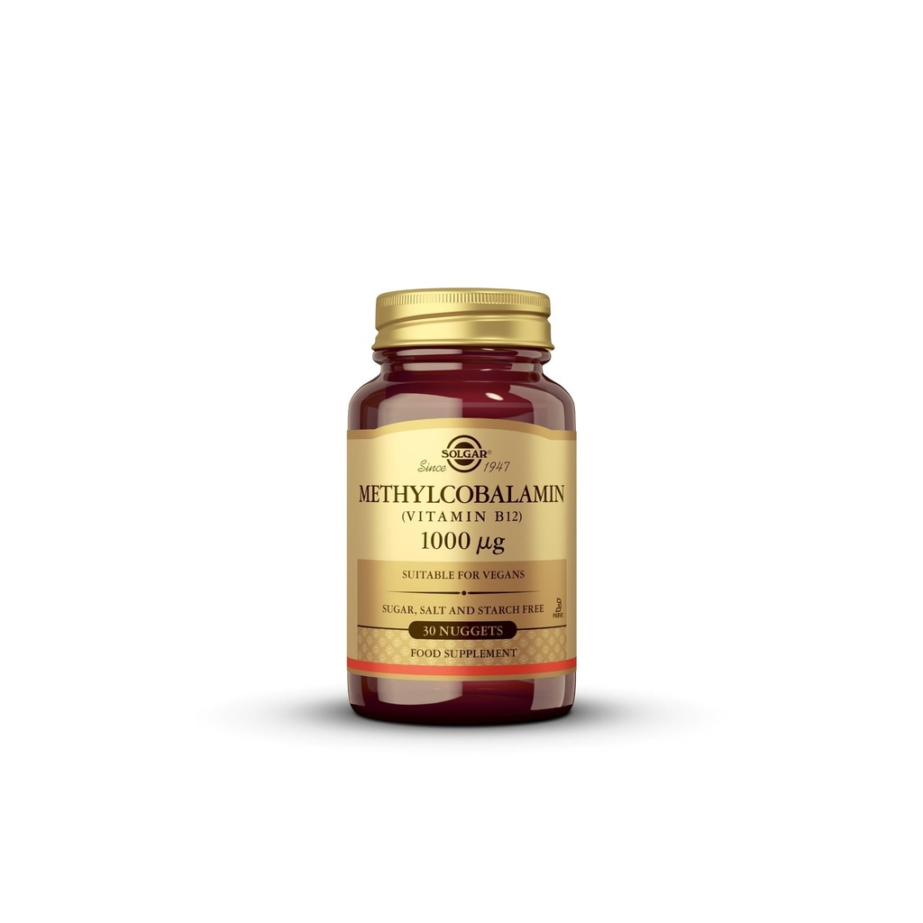 Solgar Methylcobalamin(维生素B12) 1000 mcg, 30 Nuggets - 支持能量代谢 - 身体准备,活性形式 B12 - 维生素B - 非转基因生物, Vegan, Gluten, 乳品自由, Kosher - 30 services