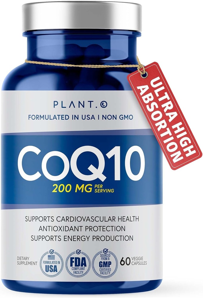 CoQ10 200mg 软胶 → Premium 快速释放 Coenzyme Q10 → 心脏补充, 能源生产, 免疫支持 → 60 液体盖