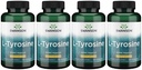 Swanson L-Tyrosine - 氨基酸补充剂促进压力支持,认知功能 - 帮助支持整体脑健康 - (100卡普尔,每包500毫克) 4 Pack