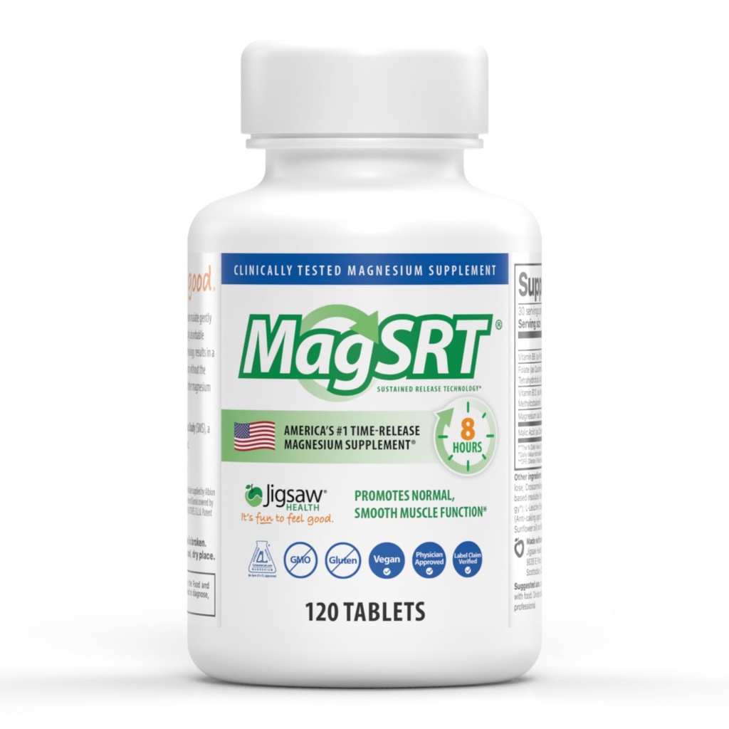 Jigsaw Health MagSRT + 镁补充维生素B6, Folate & B12 + 120 片 + 30 服务
