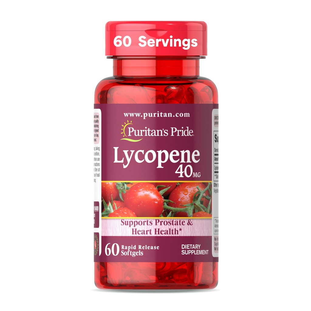 清教徒的荣耀Premium Lycopene 40mg,前列腺、抗氧化剂、心脏健康和整体健康支助的饮食补充,2个月供应,60个快速释放软胶