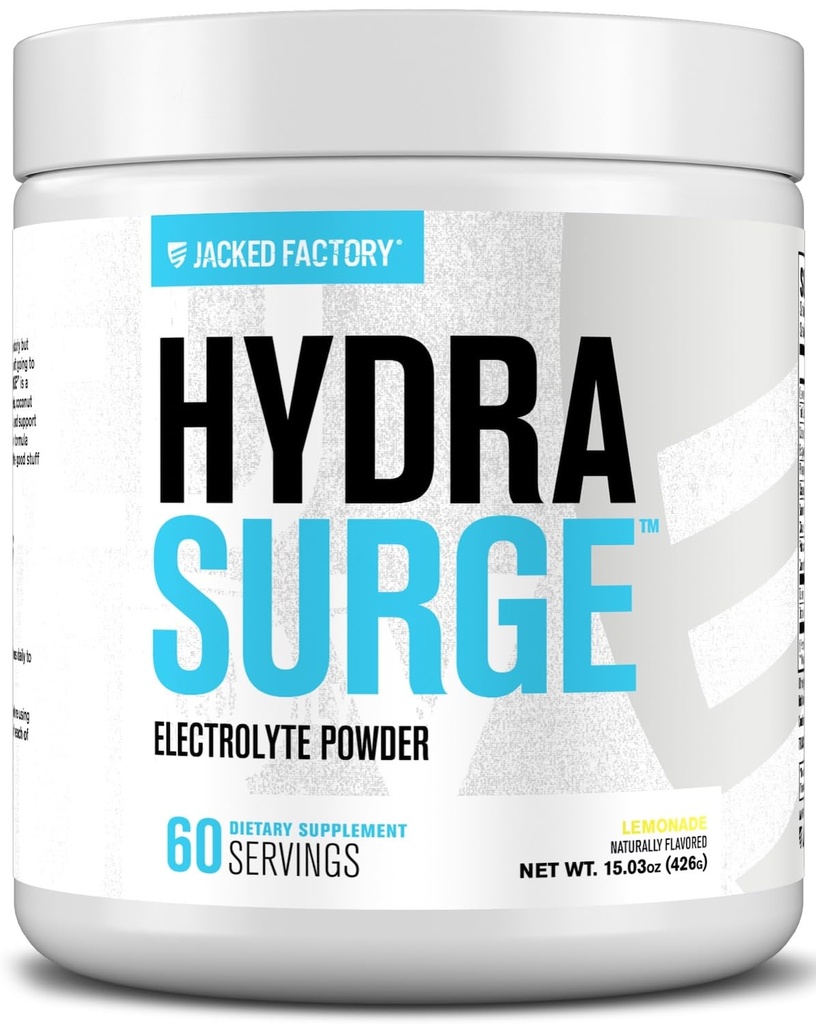 Jacked Factory Hydrazurge 电解石粉 - 水化补充 w/Key Minerals, 喜马拉雅海盐,椰水 - Keto友好,自然甜化 - 60 services, Lemonade