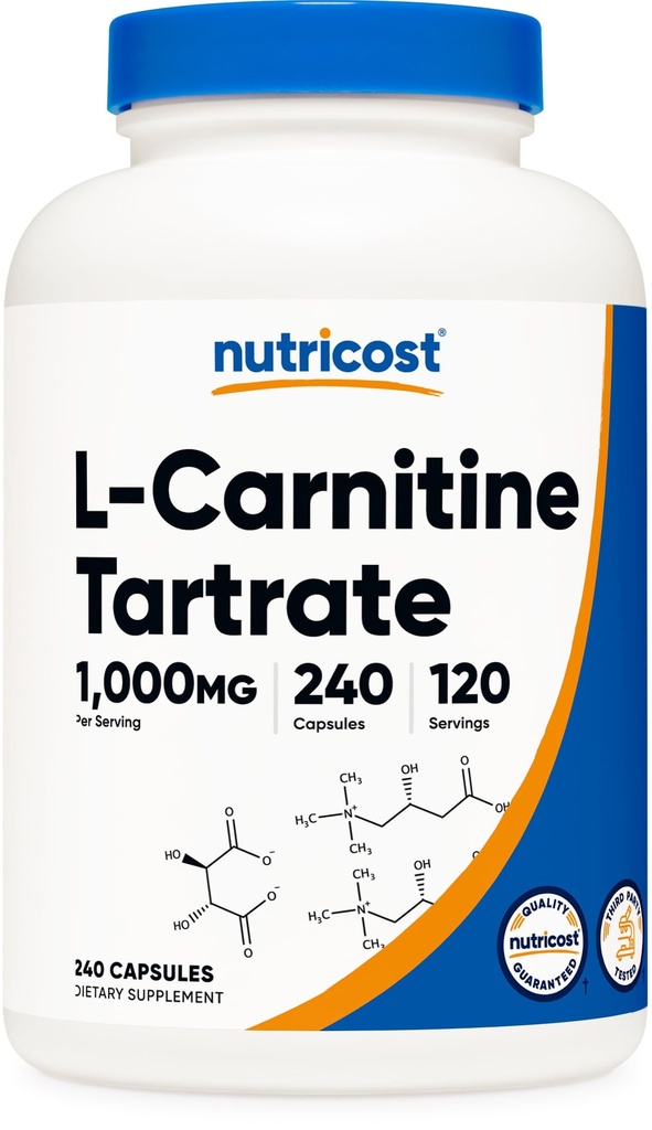 营养成本 L-Carnitine Tartrat 1,000mg, 240 capsules - 500mg Per Capsule, 120名服役者