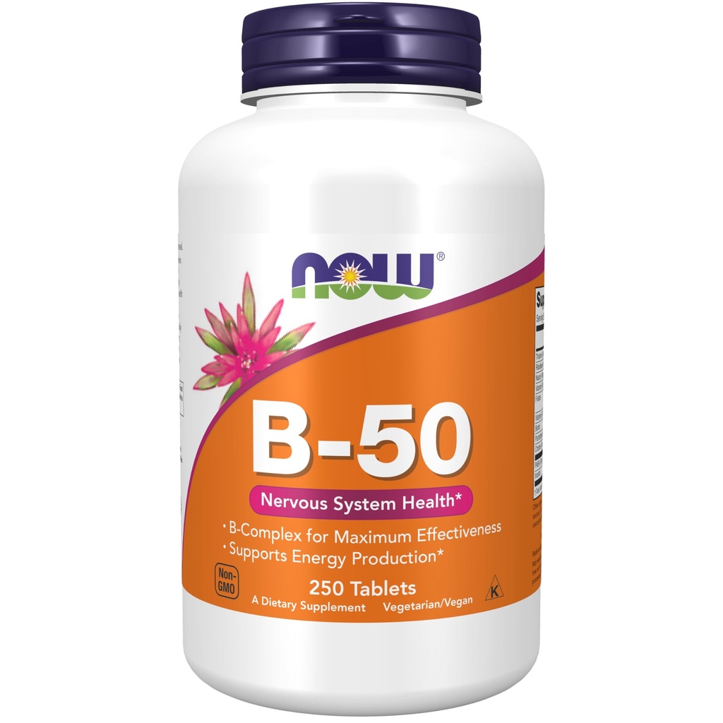 食品补充剂,维生素B-50毫克,能源生产*,神经系统健康*,250片