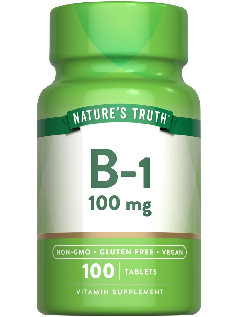 大自然的真理维生素B1 100mg (Thiamine) QQ100 Counter QQ Vegan, Non-GMO & Gluten Free Supplor