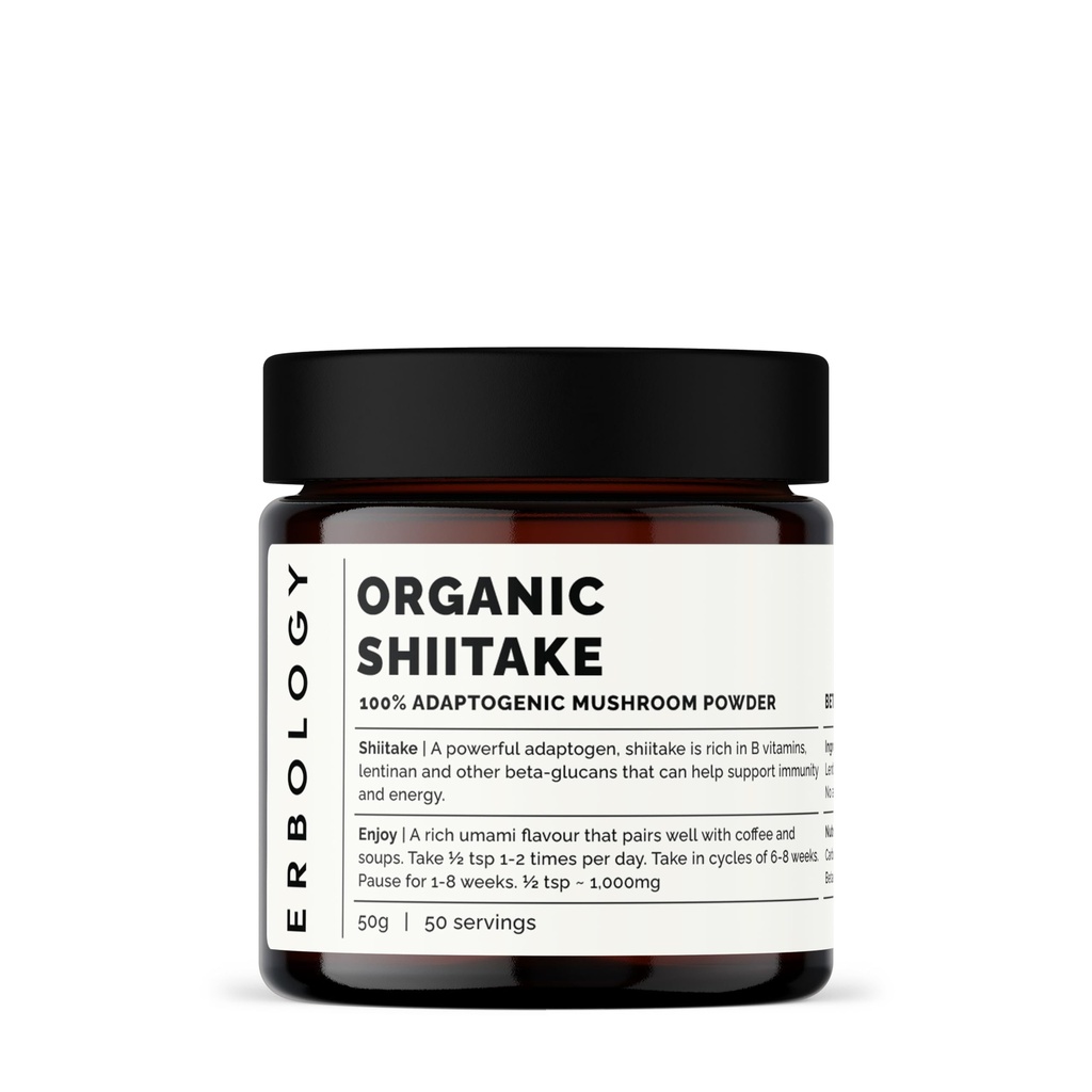 环境学有机菌志·蘑菇粉 50 服务 - 11% β-葡萄糖 - 豁免与能源 - 伦蒂努拉 edodes - 小批量 - 在欧洲持续增长 - 维根 - 非GMO - 无添加填充剂