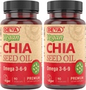 DEVA Vegan Vitamins Chia种子油,包装 Omega 3, 6, 9 & 其他基本脂肪酸,冷前置和未精炼,90 Capsules, (Pack of 2)