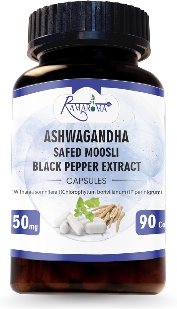 Ashwagandha Capsules 2,100 mg - 90 Capsules Ashwagandha Powder和根提取物。