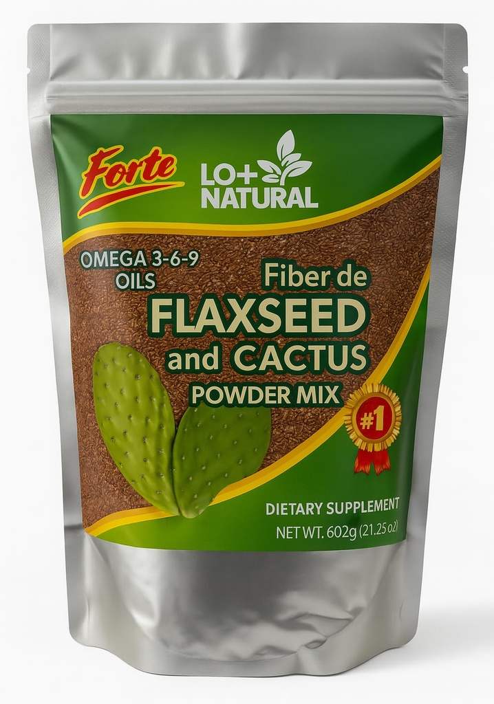 Linaza con Nopal Forte – 8 oz – 100% Natural Flaxseed & Nopal Cactus Powder – Fiber-Rich 消化支持 – 地面混合饮食补充 – Vegan & Non-GMO