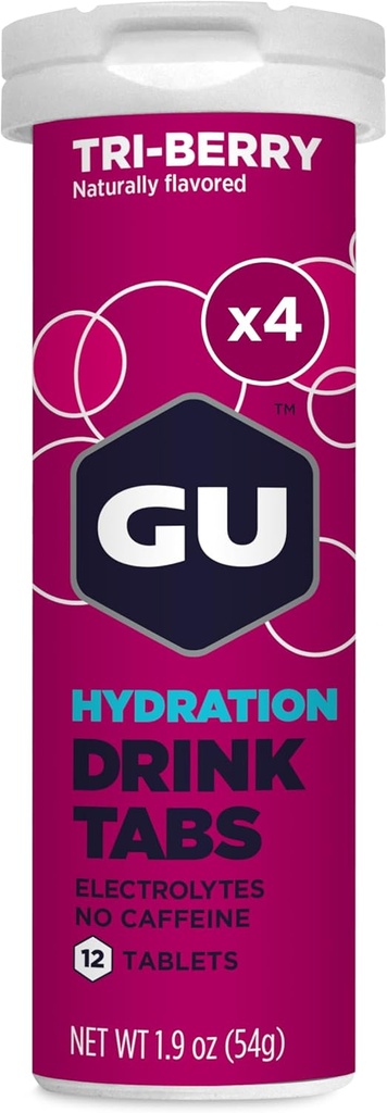 GU 能量水解 电解 饮料 增强耐力 运动 饮料用于跑步,自行车,Triathlon, 4-Count(48架),Tri-Berry