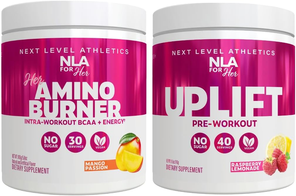 NLA for her Pre/Intra Workout Stack(包括她的热致性氨基芒果激情和升华前工作Raspberry柠檬汁)