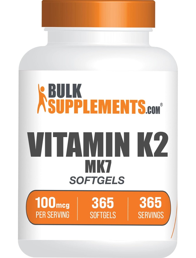 Bulk Assupports.com 维生素 K2 软胶 - 维生素 K2 MK7 维生素补充剂 - Gluten Free, 1 Softgel per service, 365 counter (Pack of 1).