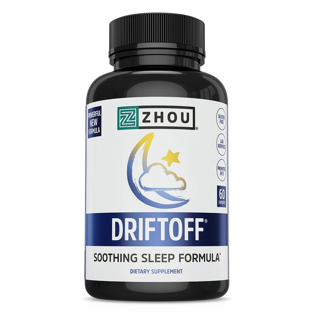周德里夫特夫 - 自然启迪睡眠援助, Valerian Root & Melatonin for Sleep for Men & Women, Calm Sleeping Supplement for Adults with Gaba & Chamomile to Relax - 60 Veggie Capsules (中文(简体) ).