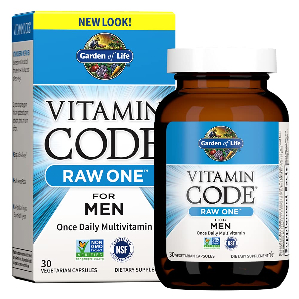 生活花园 男性维生素代码 Raw 1, Once Daily multivitamin, 30 Capsules, One aday 男性维生素+水果, Vegies & Probiotics for Mens Health, Vegetarian multivitamins