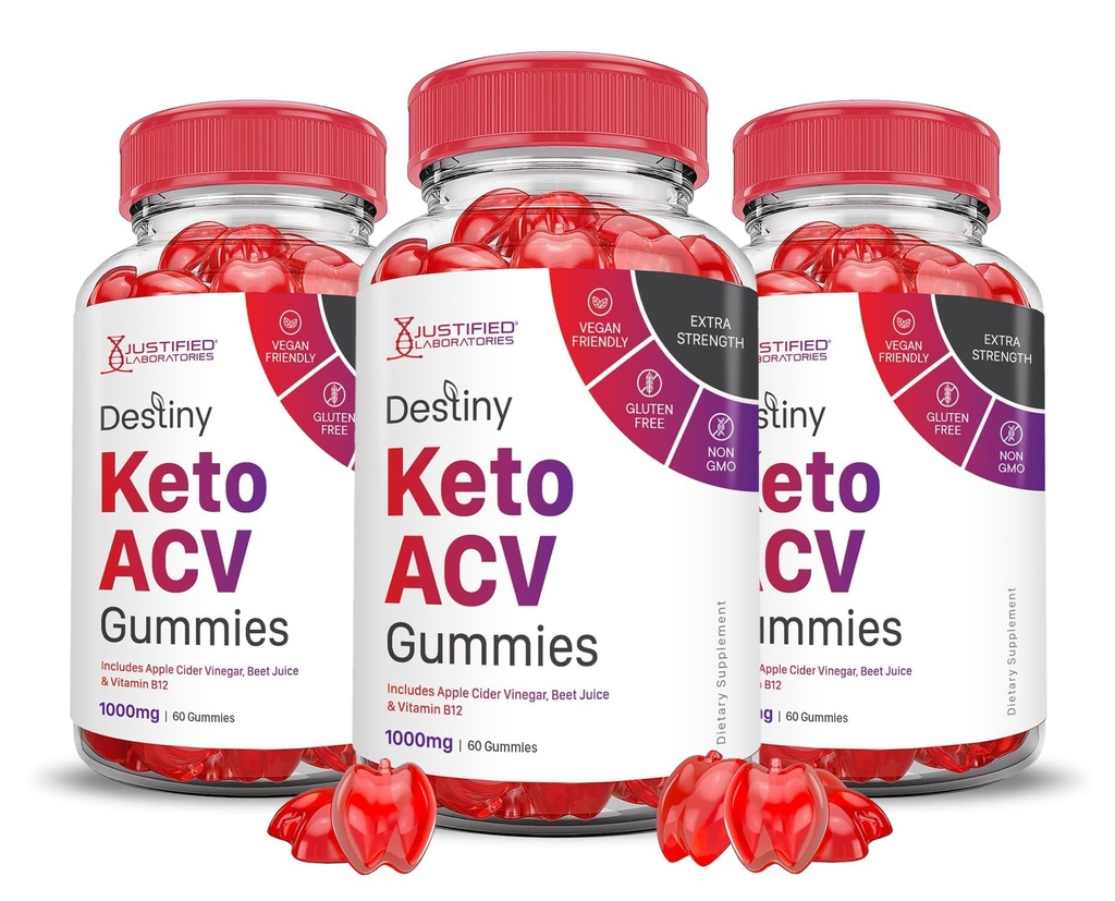 (3 Pack) Destiny Keto ACV Gummys 高级公式 1000MG 命运 Keto Gummys 苹果 苹果 苹果 苹果 苹果 醋 配以 石榴 甜菜 果汁 粉 B12 Vegan Non GMO 180 Gummys 配以