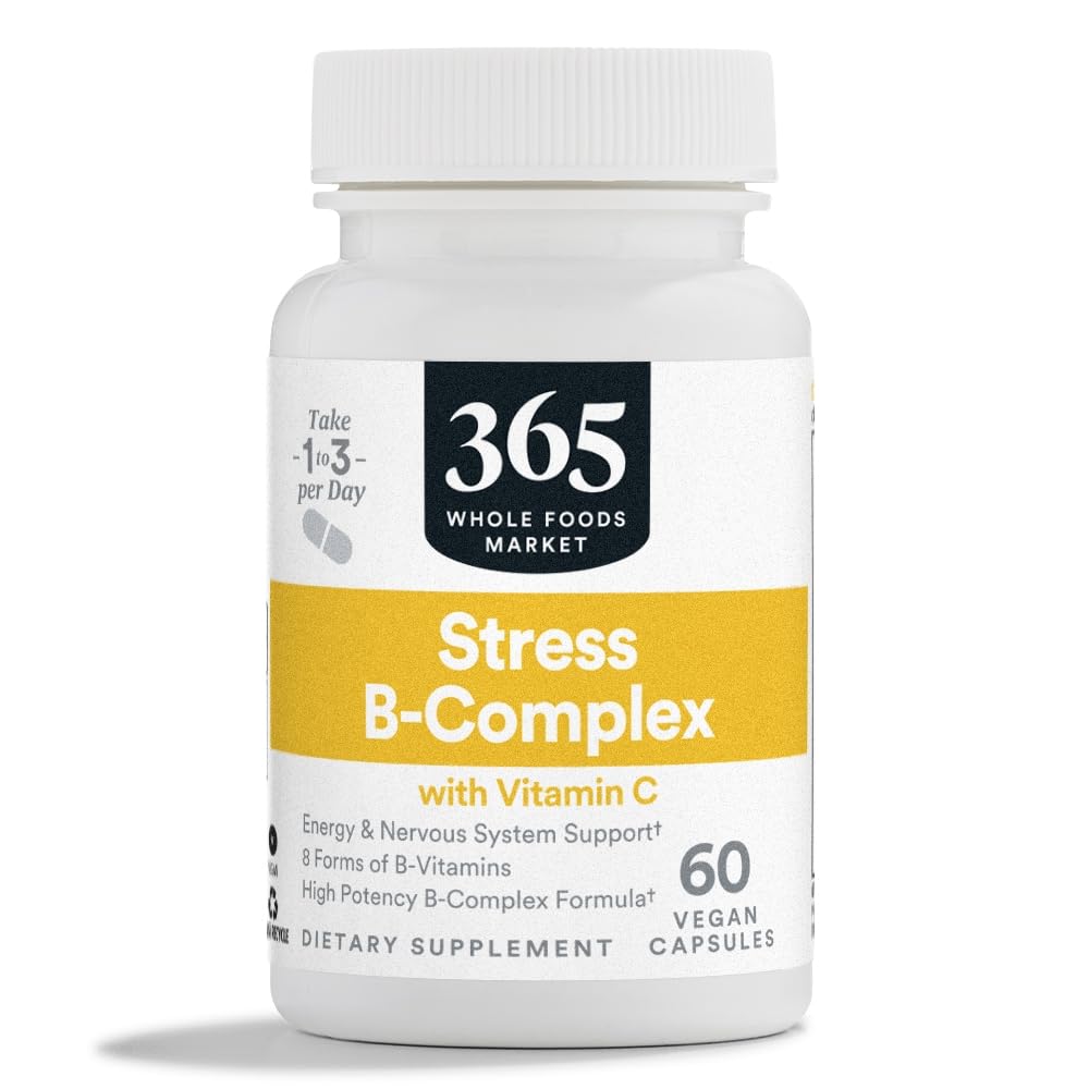 365 由全食品市场,压力B - 与维生素C,能量和神经系统支持,Vegan,60 Capsules