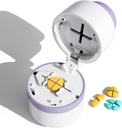 Pill Cutter - 将小药丸或大药丸切成四分之一的用无污钢刀切开的药丸,Pill Cutter 1/4, 适合切除维生素,平板(1-4紫色)