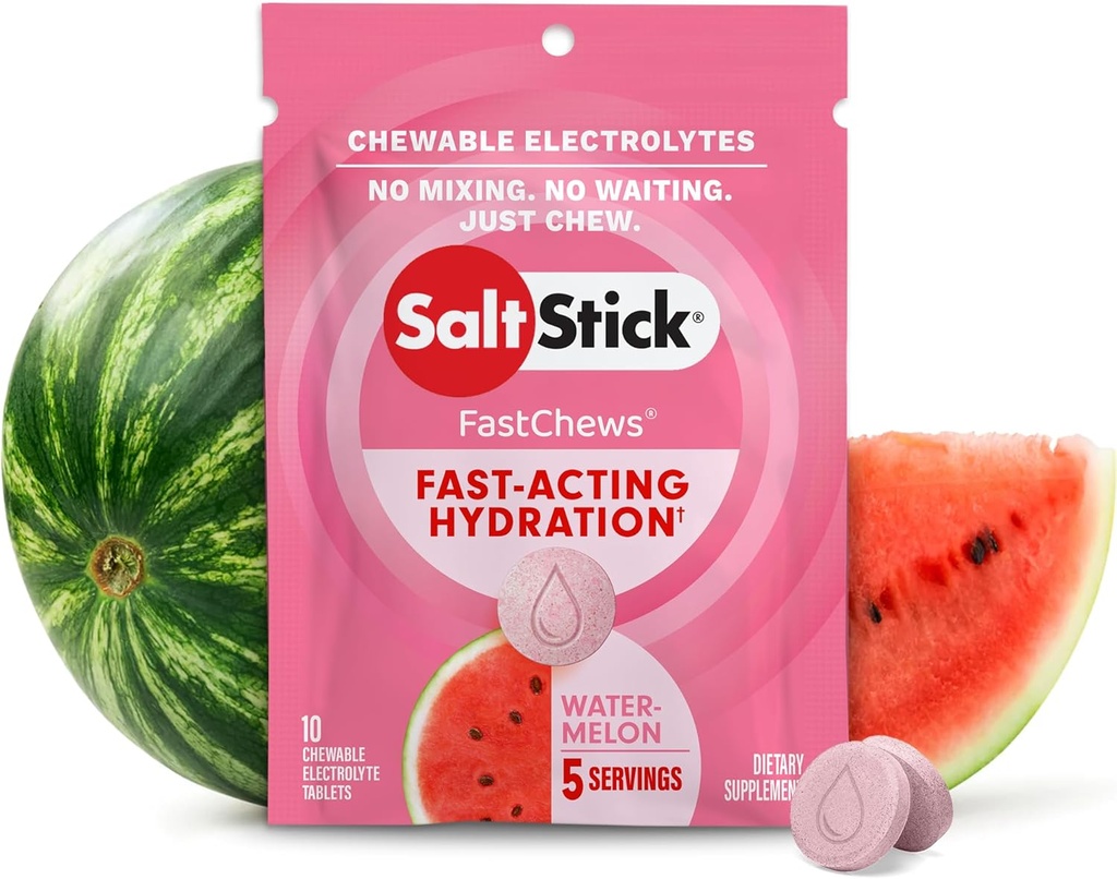 盐Stick Fastchew 电解质换水晶片,10块板块,西瓜,10块