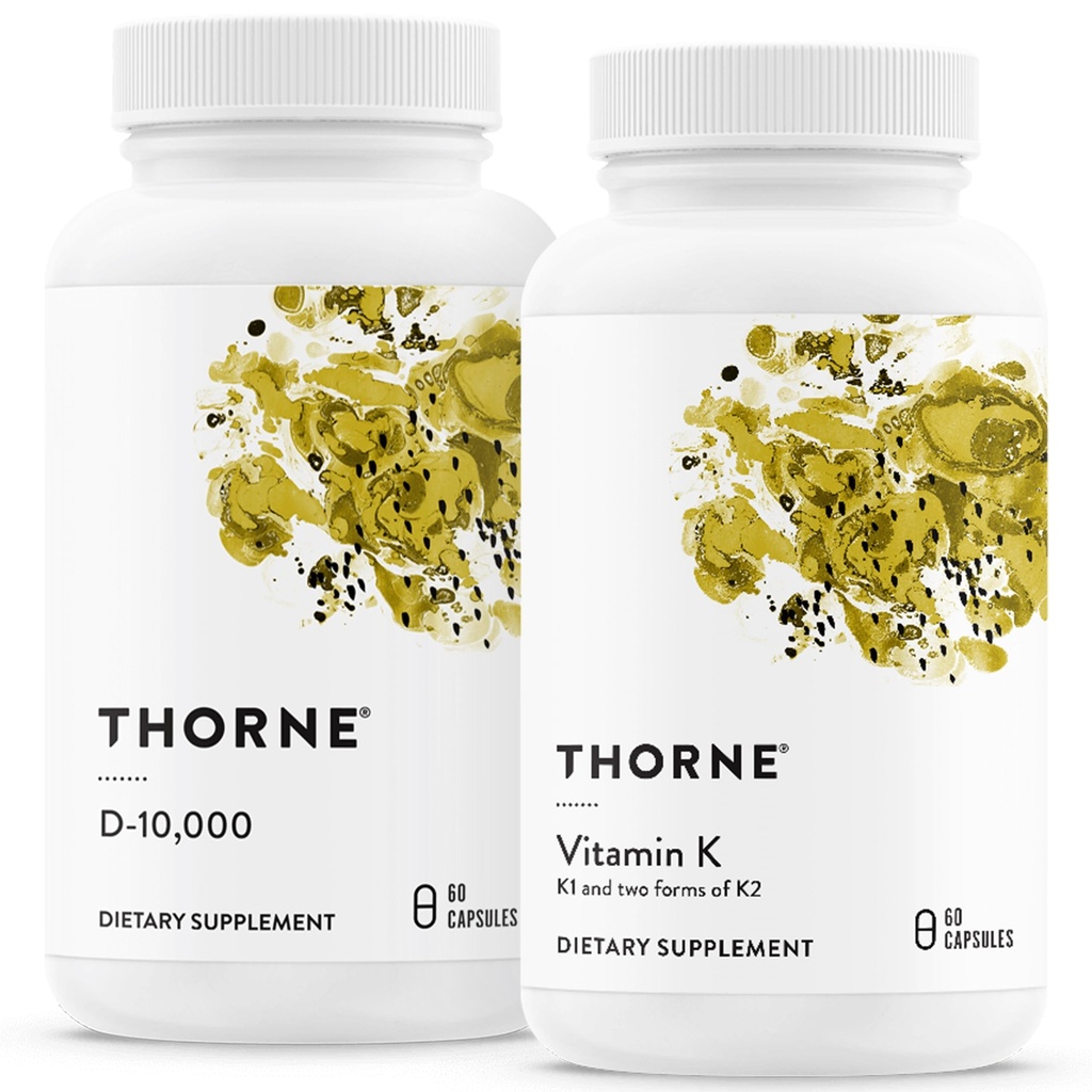 THORNE - Bone Health Bundle - 维生素D3和维生素K - 支持健康骨骼,牙齿肌肉,心血管和免疫功能 - 30至60个服务对象