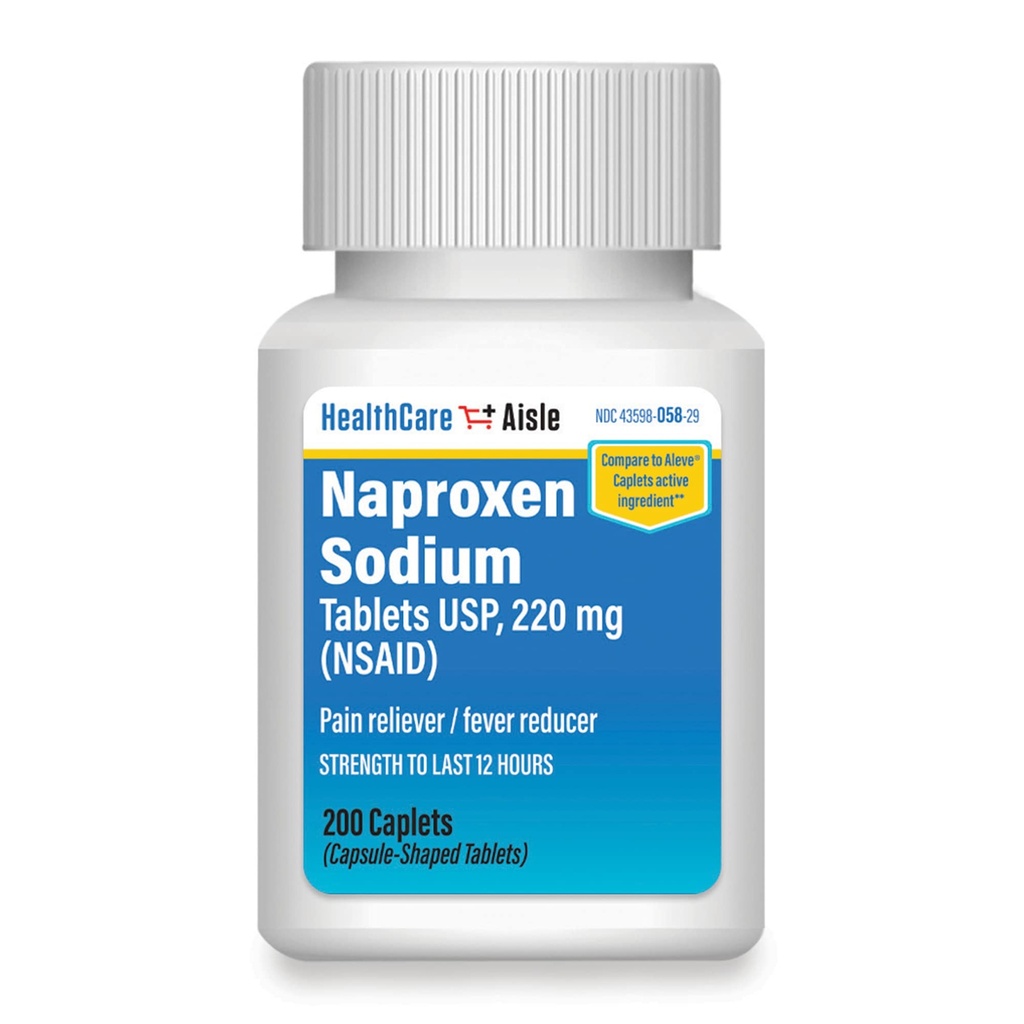 Naproxen Sodium健康护理,220毫克-200个罐头-疼痛救生剂和减少发热剂,最多12小时的救济