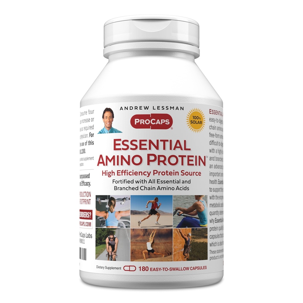 ANDREW LESSMAN 基本氨基蛋白180 Capsules - 含有基本和分支链氨基酸的高度生物利用蛋白源. 支持关键机关和组织的结构和职能。