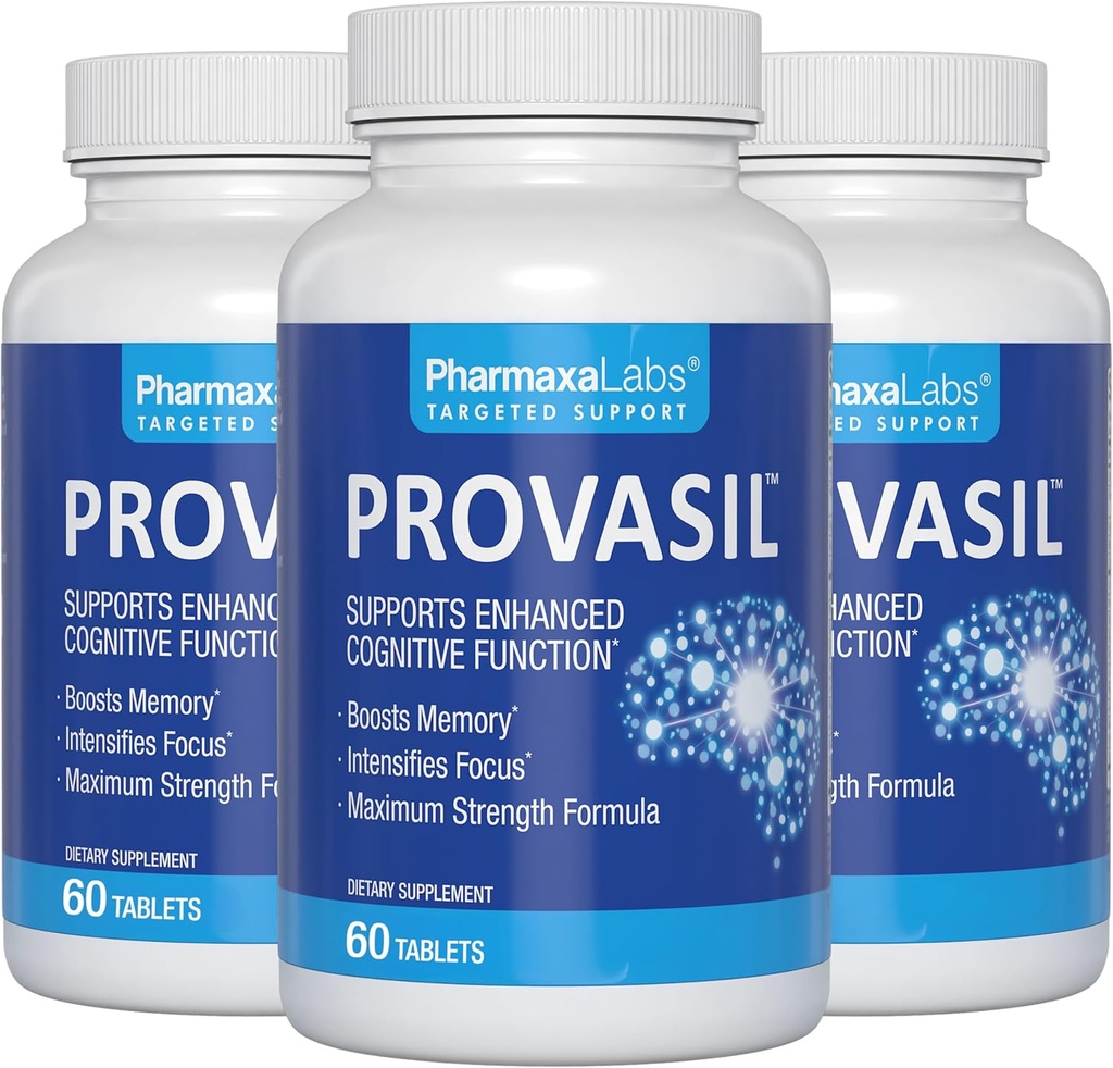 Provasil Brain Remember, Focus, Mood & Community & Ginko Leaf Flavoids, Bacopa Monnieri & Biotin & 改善精神表现、注意力和认知健康(第3包)