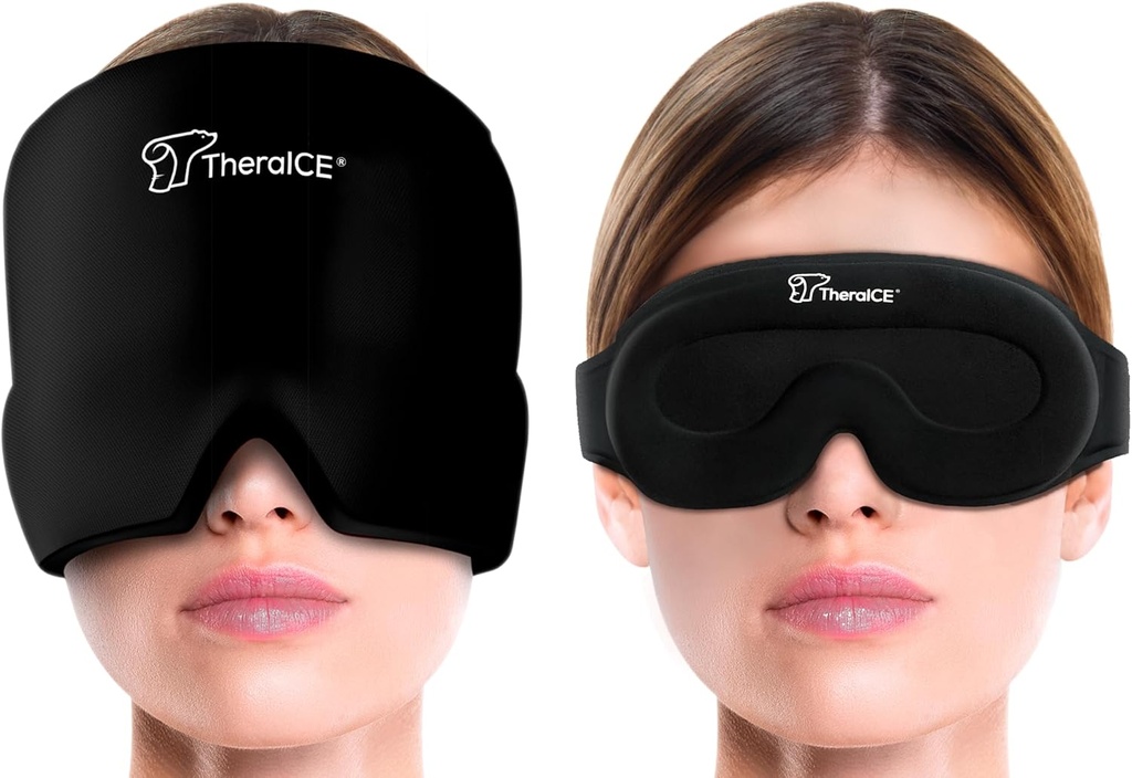 TheraICE Migraine头痛救济帽,热冷治疗帽,Migraine救济帽,酷儿头包,头痛冰包面具 + TheraICE 酷儿救济睡眠面具