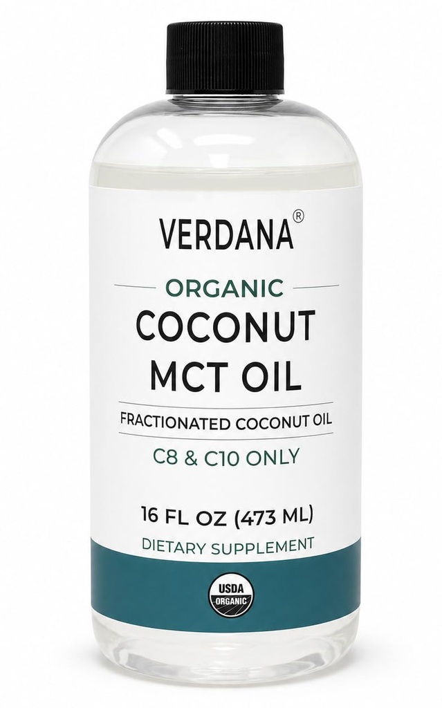 Verdana Organization MCT Oil 16 oz – Keto Coffee的食品等级 USDA Official for Food Coffee, Unfriended Natural Oil Publishing Mouthwash & Massage – 椰子衍生物,分泌物 – 中链 C8 C10 – 非GMO,科舍尔
