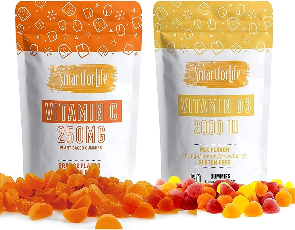 智能生活维生素D 3 与维生素C Gummys 用于全家