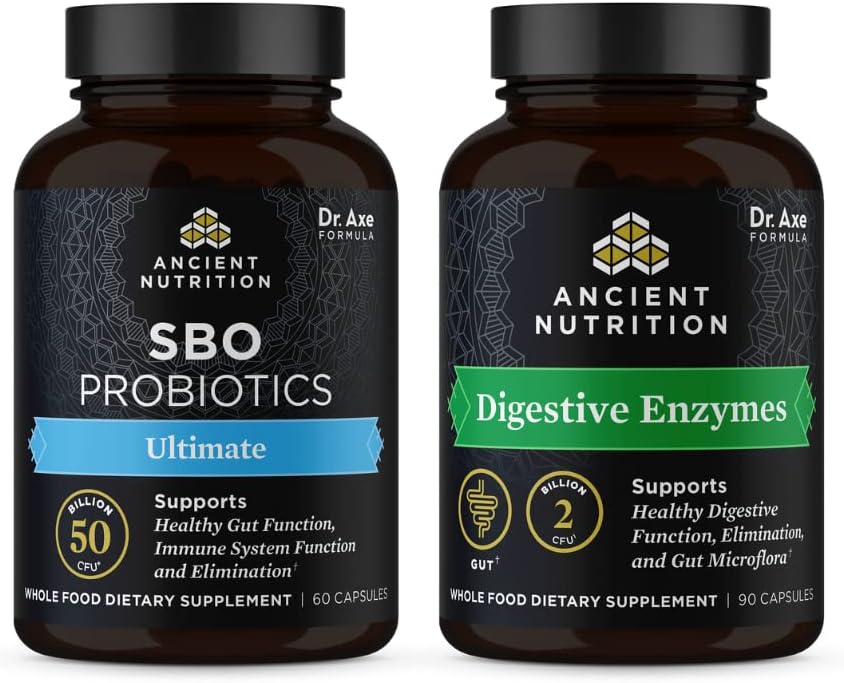 古代营养 SBO Probiotics Capsules, Ultimate, 60 Counter + 消化酶 Capsules, 90 Capsules,