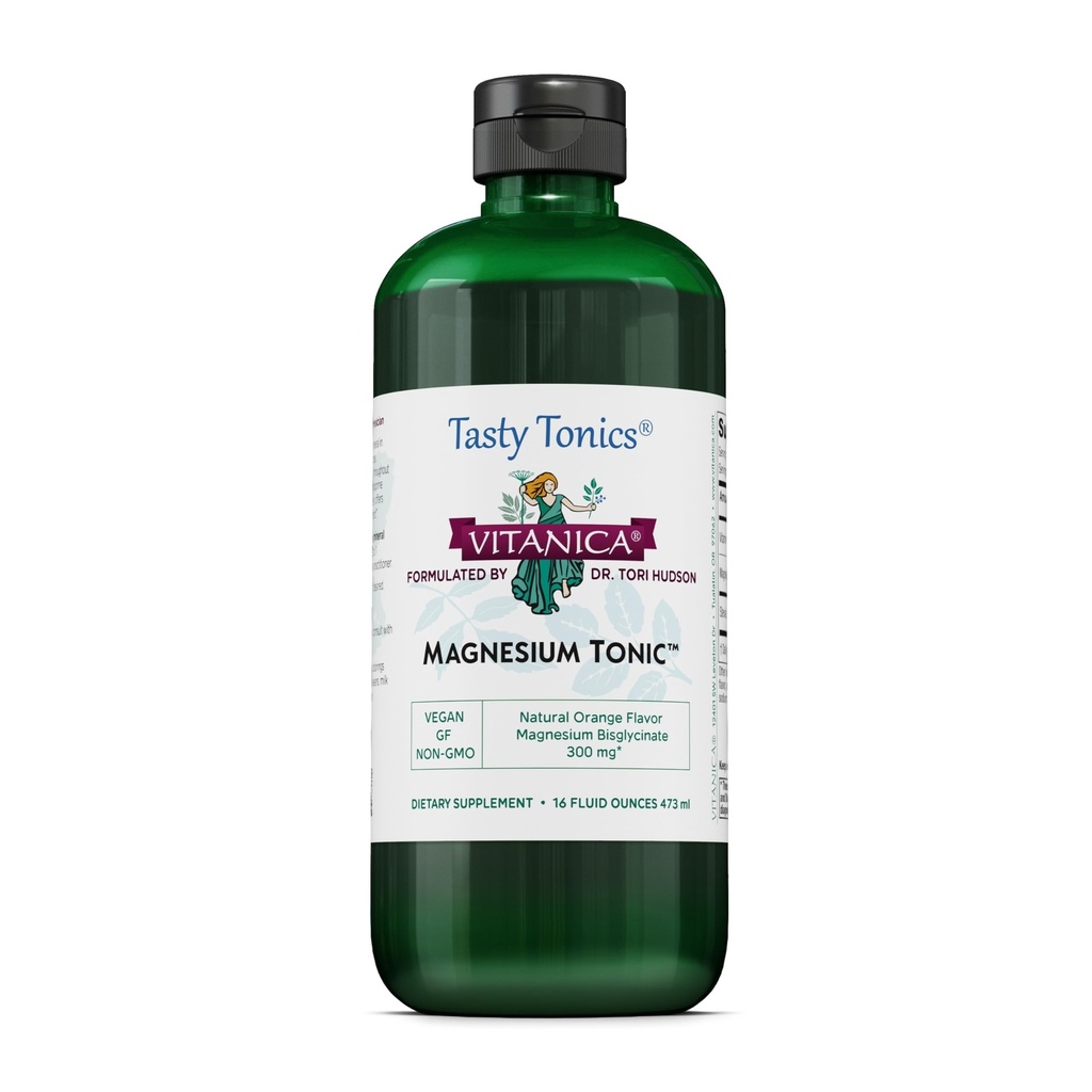 Vitanica 镁通心粉,液态镁Bisglycnation Chelate 300 mg配维生素B6,Dr Productioned Supplement, Orange Flavor, Vegan, Gluten Free and N-GMO, 16 fl oz