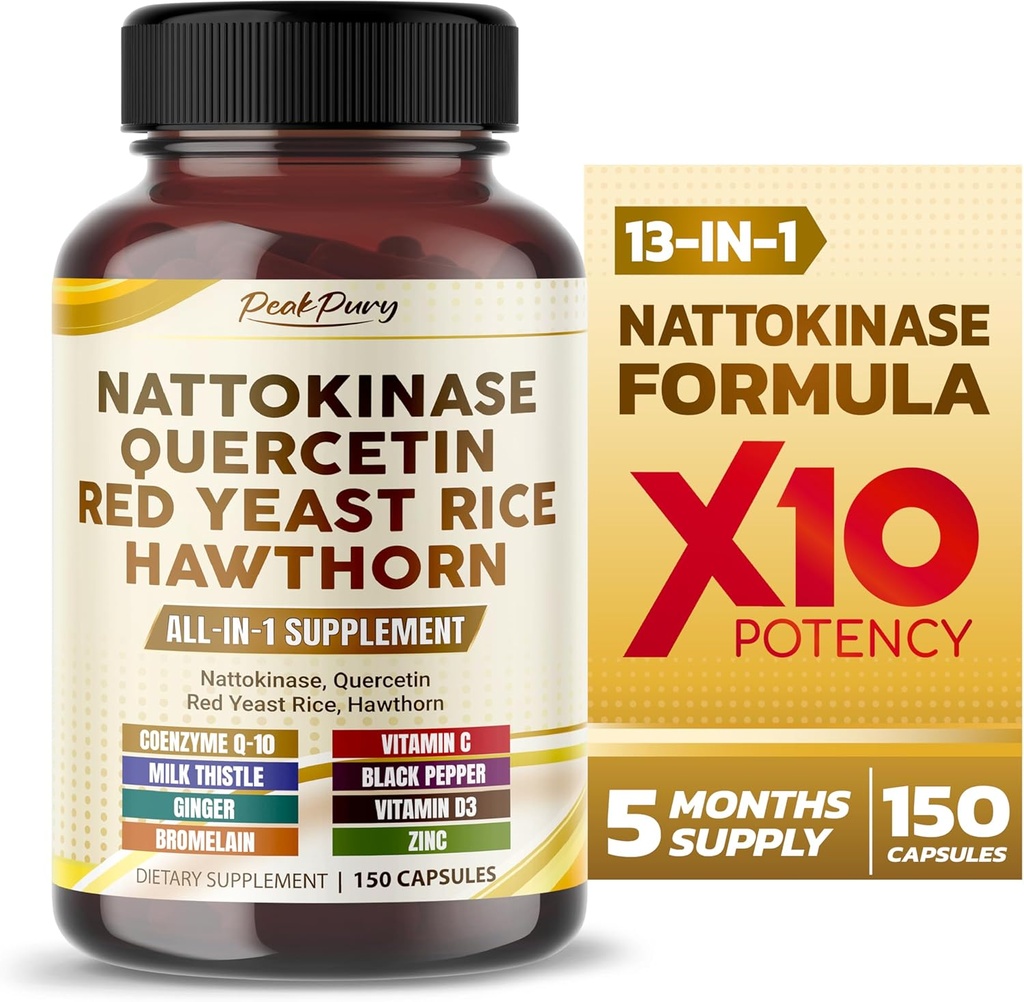 Nattokinase 5000FU Quercetin 红 Yeast Rice Hawthorn - 总体健康支持 - 美国制造