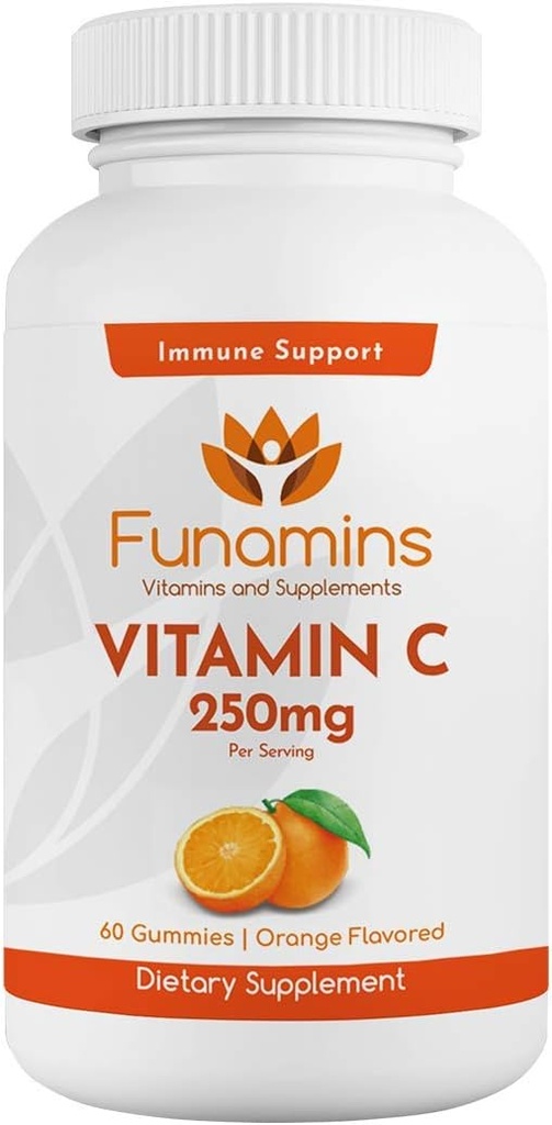维生素C Gummys,每服250毫克,60个伯爵、维冈、抗氧化剂、免疫支持、肌肉、联合;儿童与成人;橙色火焰